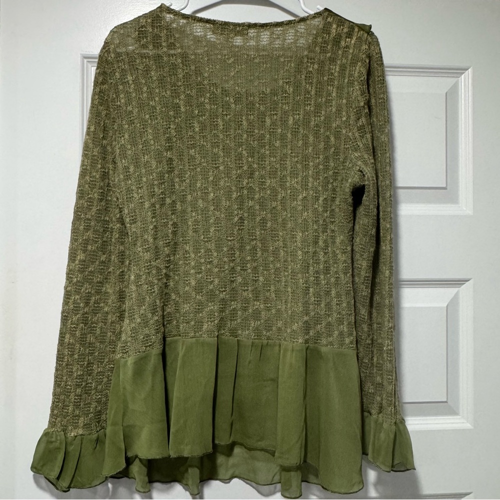Olive Ruffle Boho Blouse - Picture 5 of 9